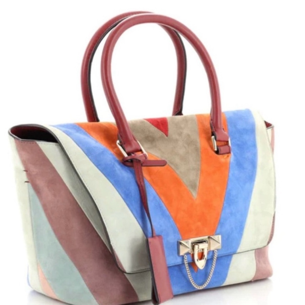 Valentino Multicolor Chevron leather Satchel - Picture 2 of 12